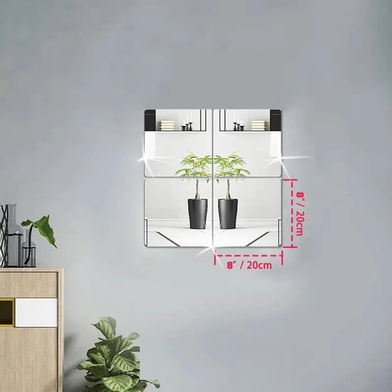 Adesivos de parede espelhados autoadesivos 3D 4 peças