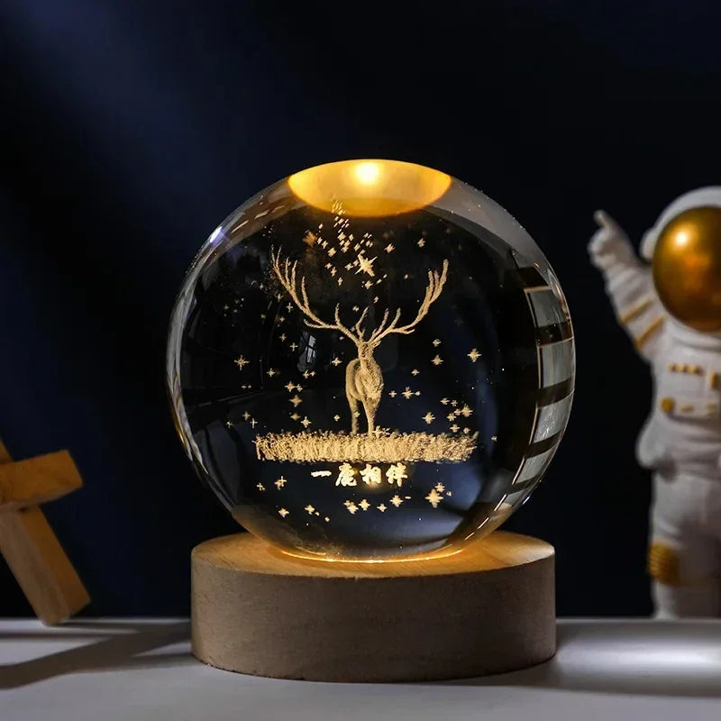 Globo de cristal 3D Planeta Criativo Transparente Galáxia